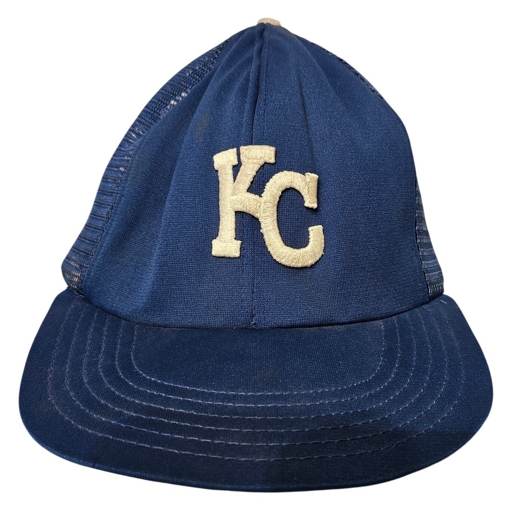 Vintage Kansas City Royals Trucker Hat Dal-Cap Blue Snapback MLB 80s KC Mesh Cap